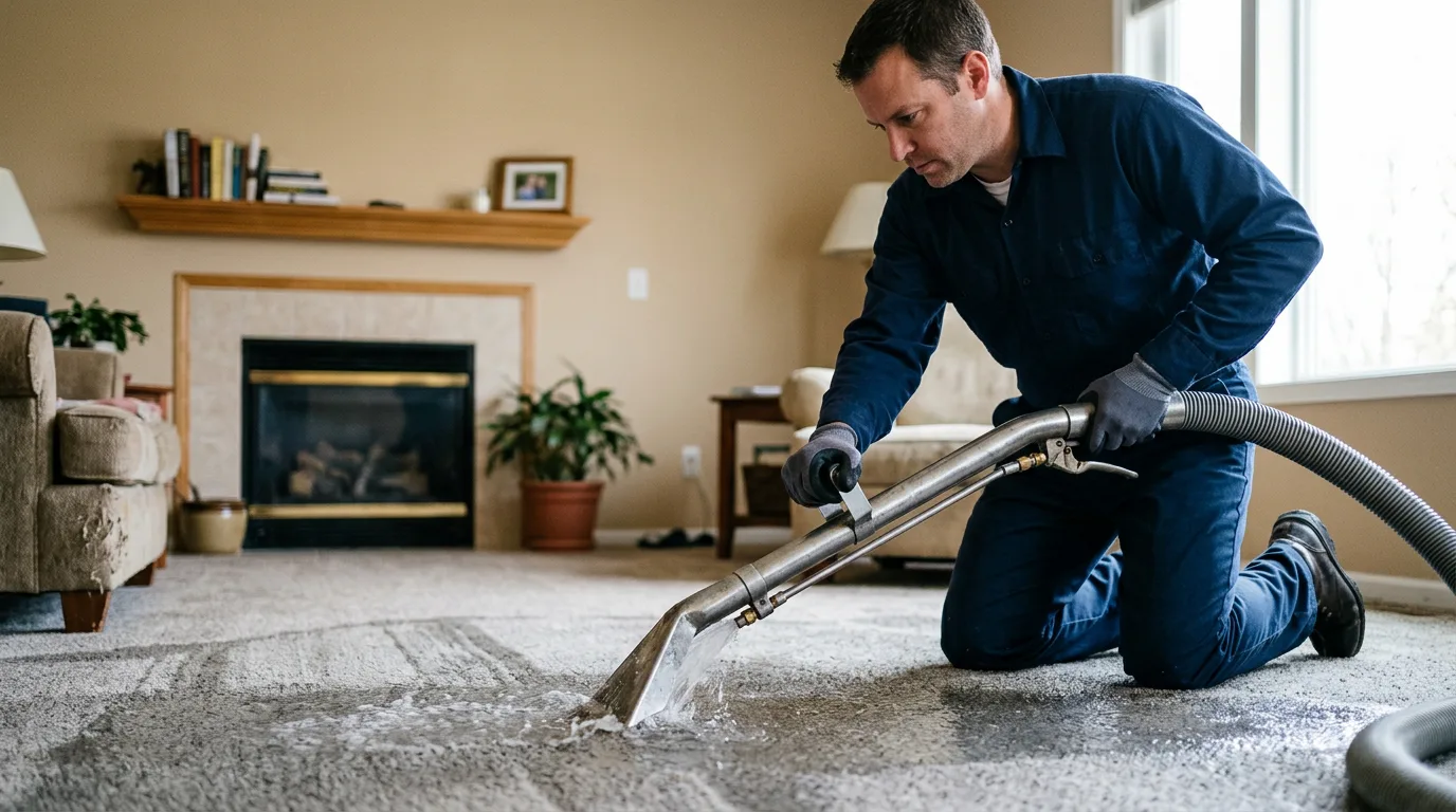 Water damage restoration technician working near Independence, OH